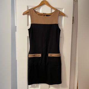 Womens size medium colorblock camel brown black dress sleeveless mini